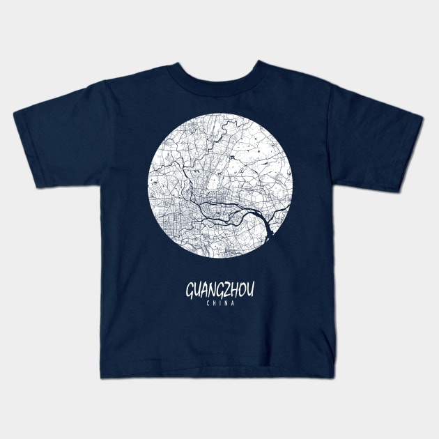 Guangzhou, Guangdong, China City Map - Full Moon Kids T-Shirt by deMAP Studio